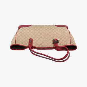 Vintage Gucci GG Supreme Beige × Red GG Canvas×Leather 161719 handbag | stylenewstar