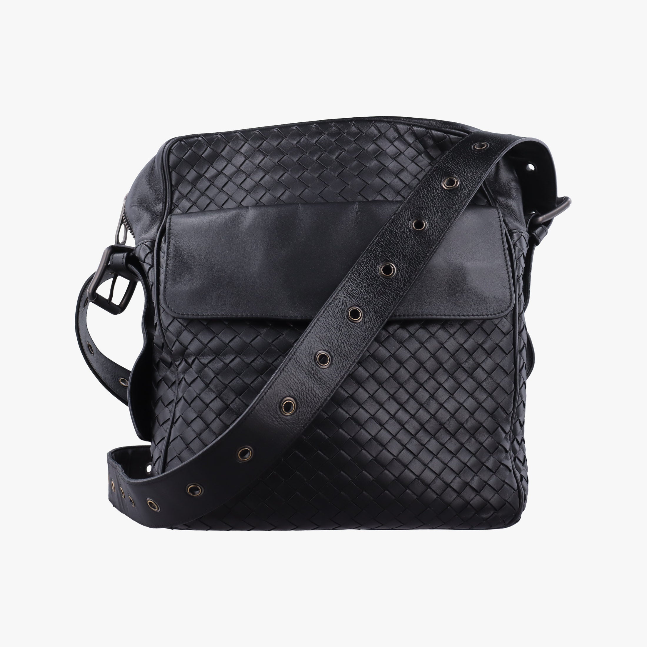 Pre-owned Bottega Veneta Intrecciato Black lambskin  shoulderbag | stylenewstar