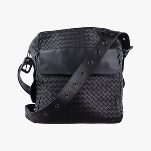 Pre-owned Bottega Veneta Intrecciato Black lambskin  shoulderbag | stylenewstar