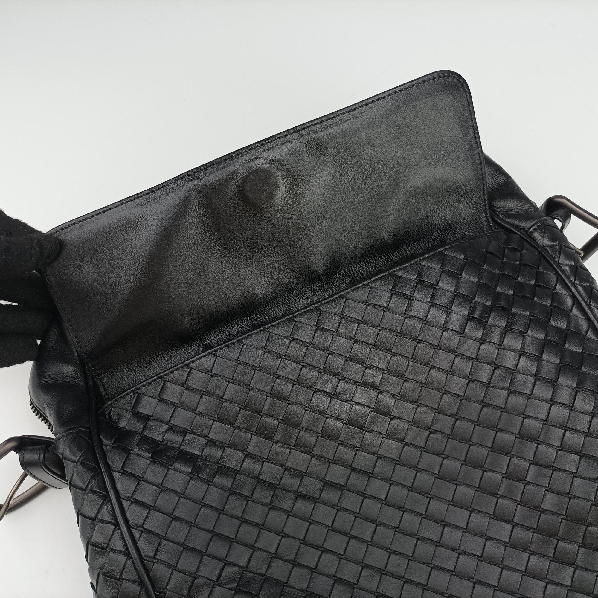 Pre-owned Bottega Veneta Intrecciato Black lambskin  shoulderbag | stylenewstar