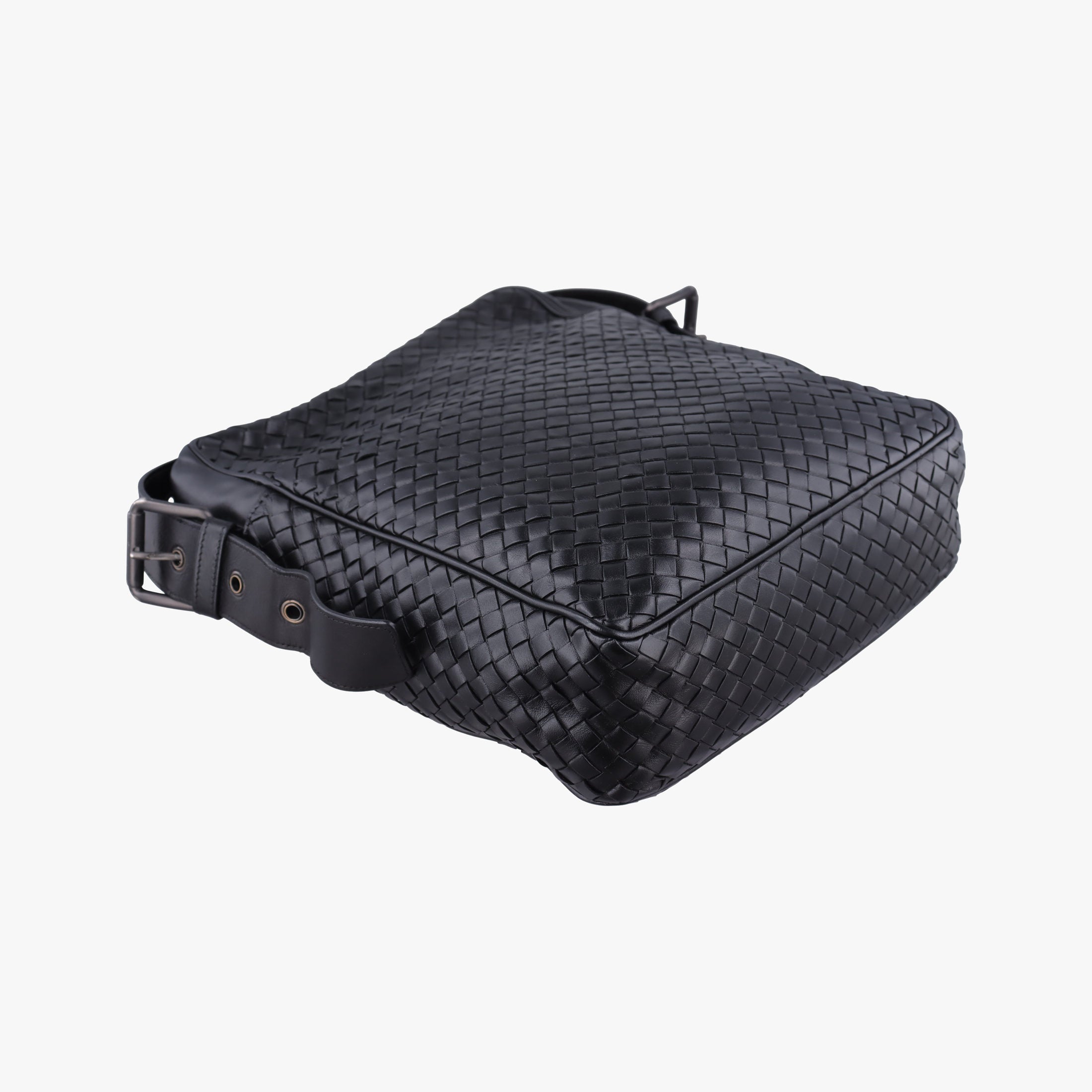 Pre-owned Bottega Veneta Intrecciato Black lambskin  shoulderbag | stylenewstar