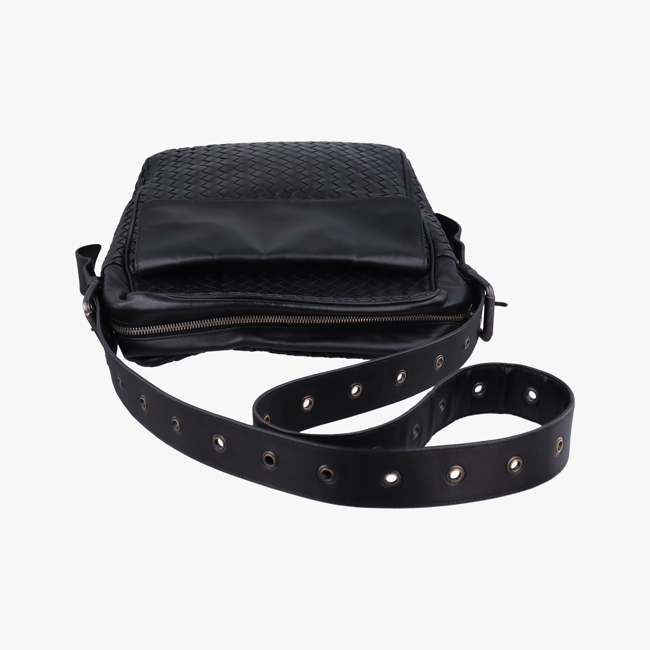 Pre-owned Bottega Veneta Intrecciato Black lambskin  shoulderbag | stylenewstar
