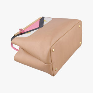 Pre-owned Fendi Petite 2 JOURS Black×Pink×Beige Leather 8BR253 shoulderbag | stylenewstar