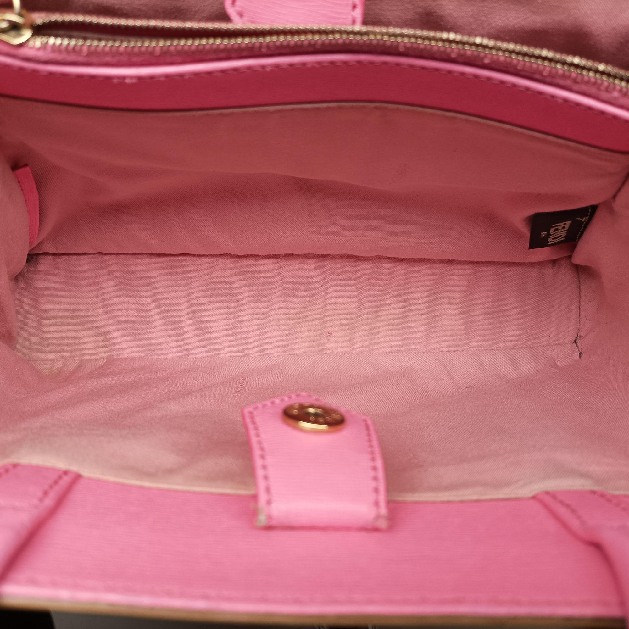 Pre-owned Fendi Petite 2 JOURS Black×Pink×Beige Leather 8BR253 shoulderbag | stylenewstar