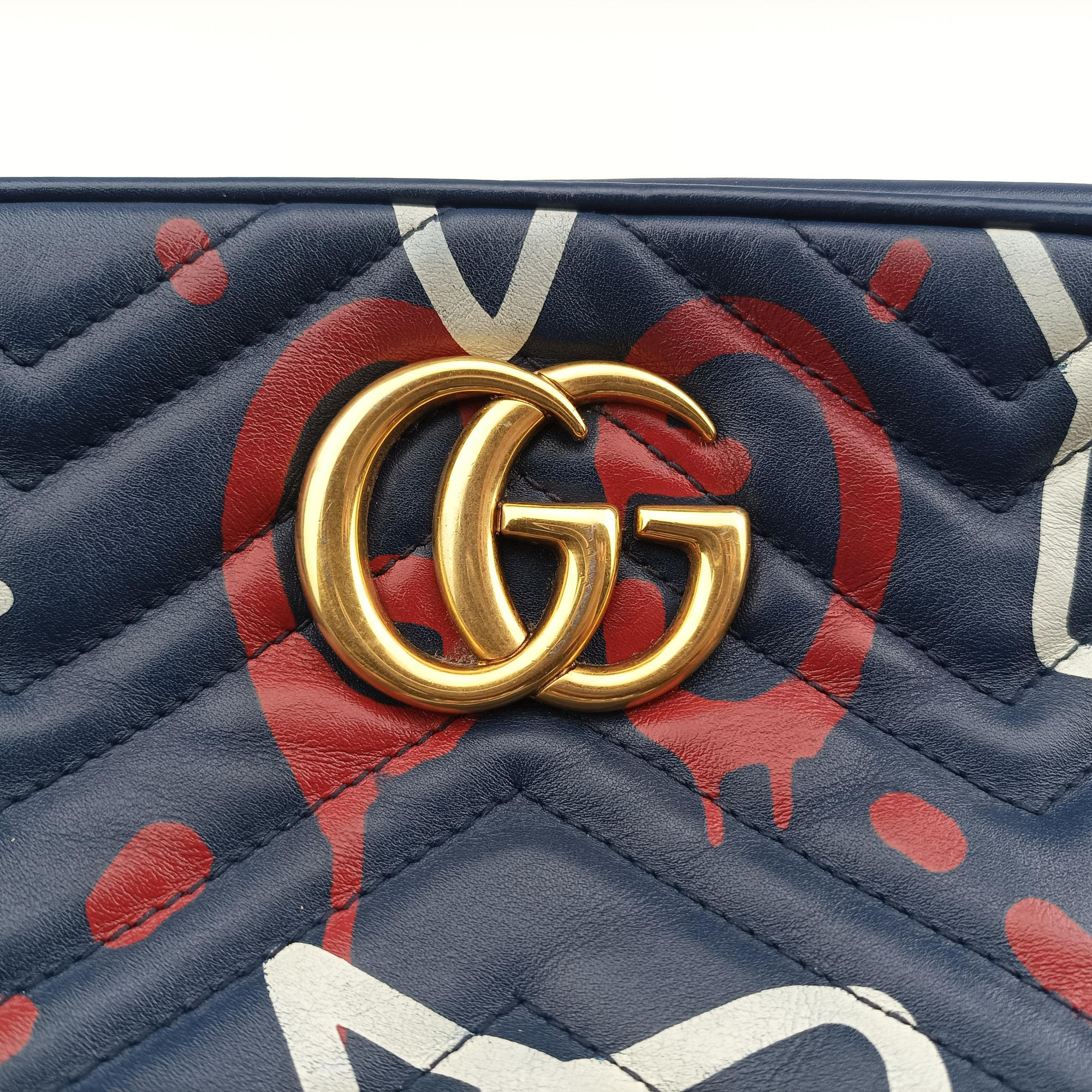 Vintage Gucci GG Marmont Blue Leather 447632 shoulderbag | stylenewstar
