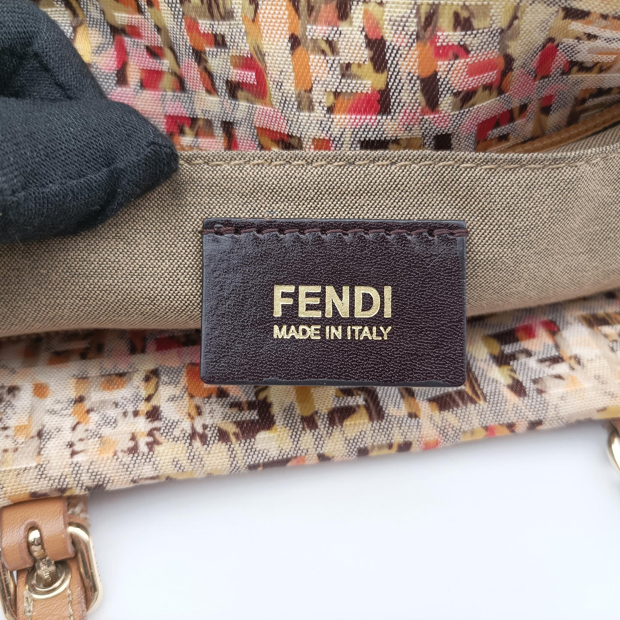 Pre-owned Fendi Zucchino Brown×Multicolour canvas 8BH214 handbag | stylenewstar