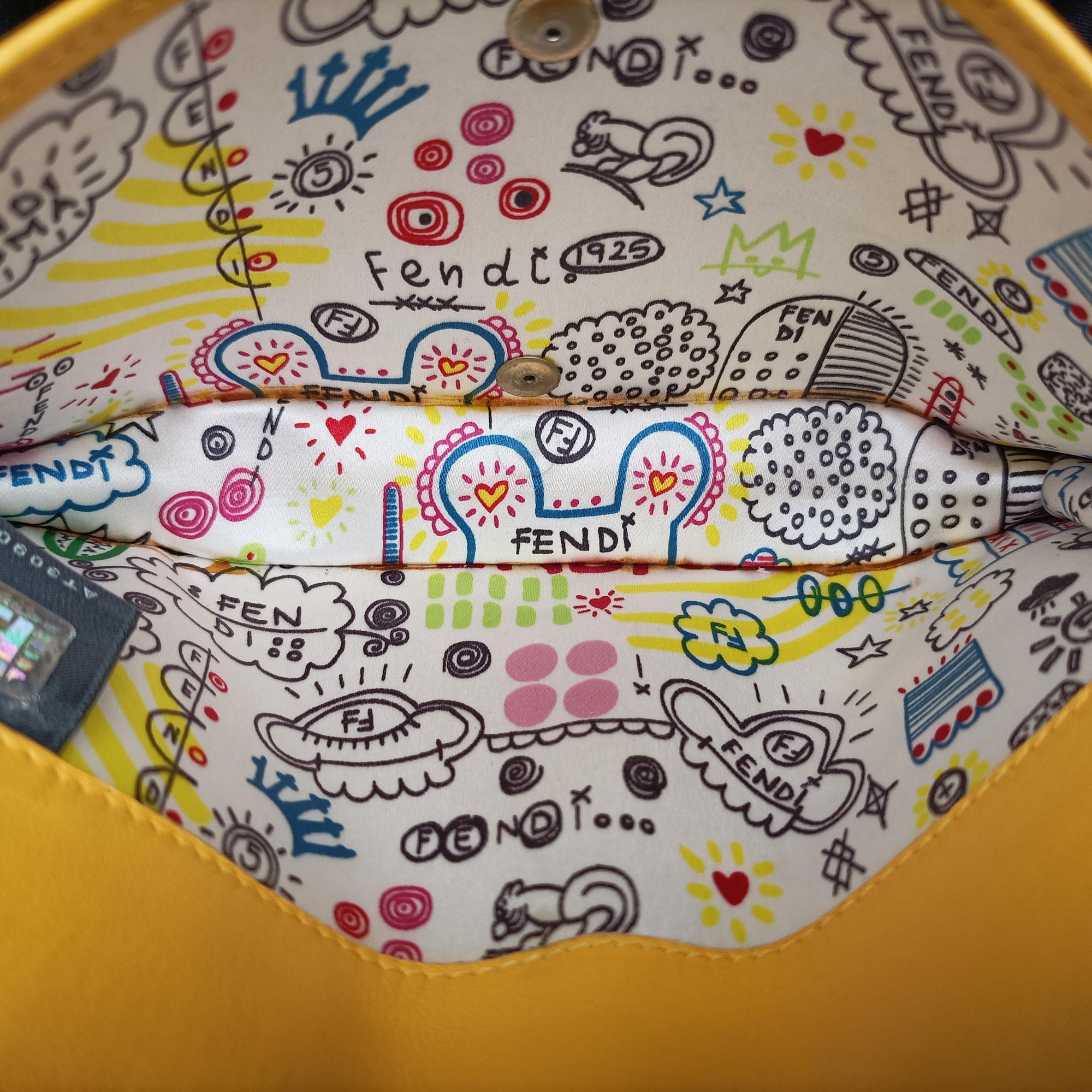 Vintage Fendi Embossed Logo Yellow lambskin 3M9219 shoulderbag | stylenewstar