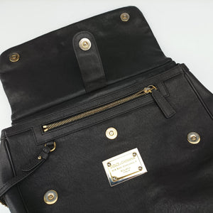Pre-owned Dolce & Gabbana SICILY Black Leather  shoulderbag | stylenewstar