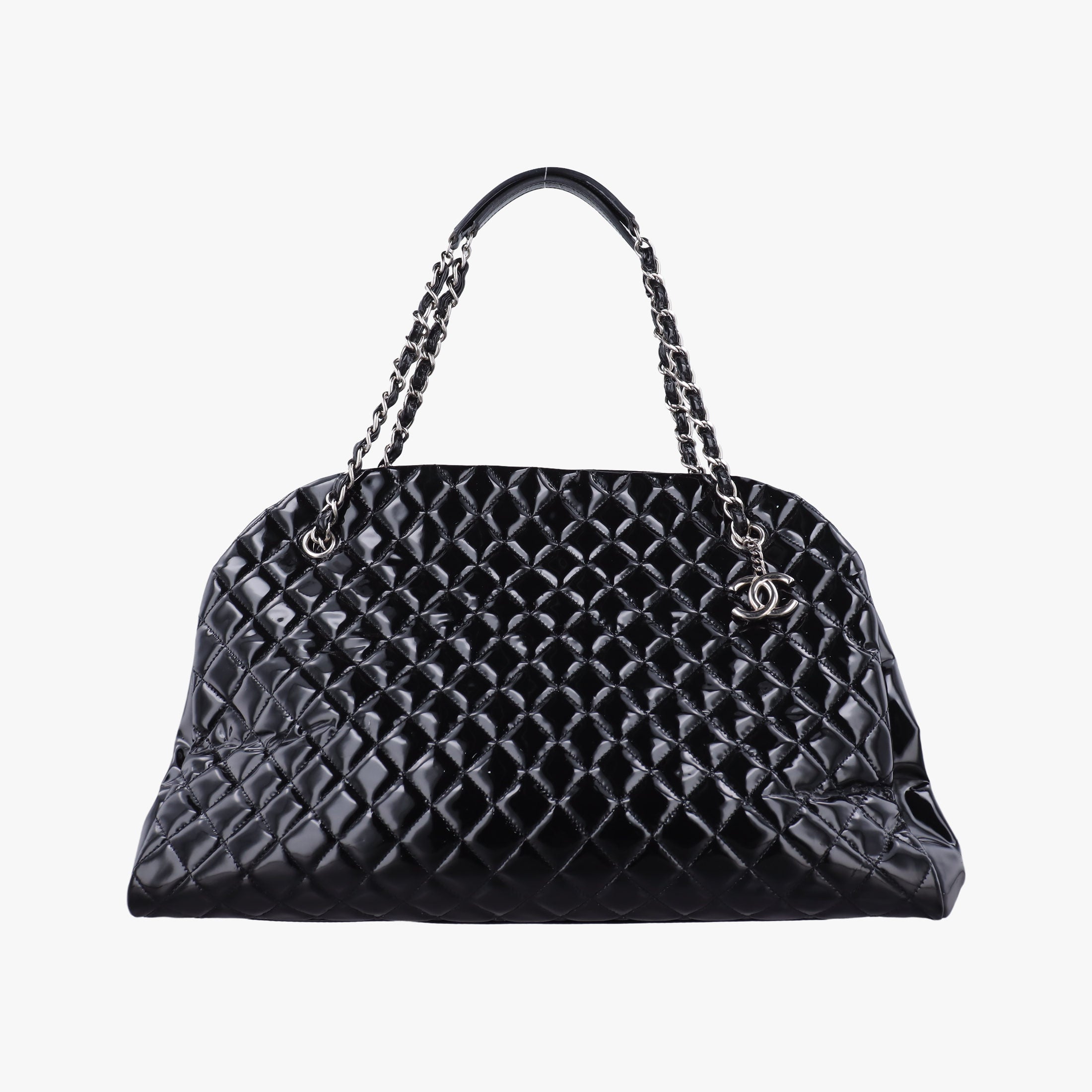 Pre-owned Chanel Mademoiselle Bowling Black Patent Leather A50561 shoulderbag | stylenewstar