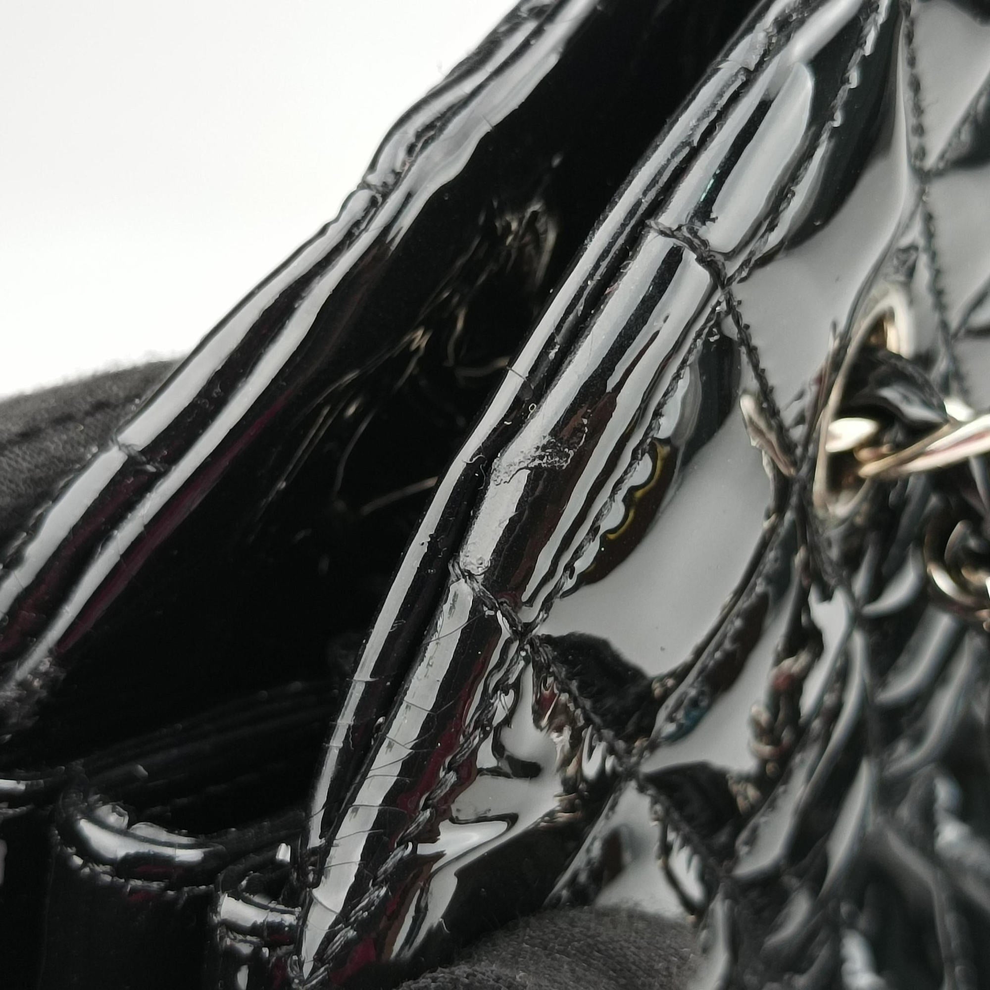 Pre-owned Chanel Mademoiselle Bowling Black Patent Leather A50561 shoulderbag | stylenewstar