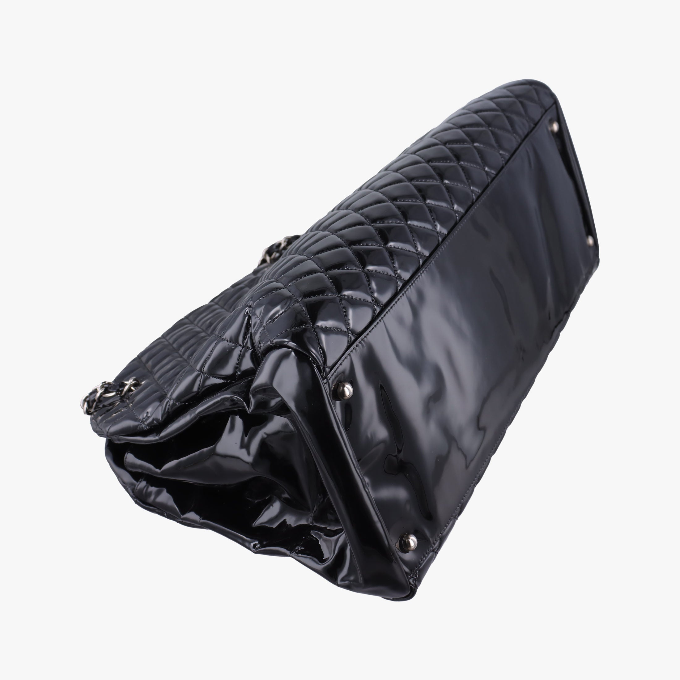 Pre-owned Chanel Mademoiselle Bowling Black Patent Leather A50561 shoulderbag | stylenewstar