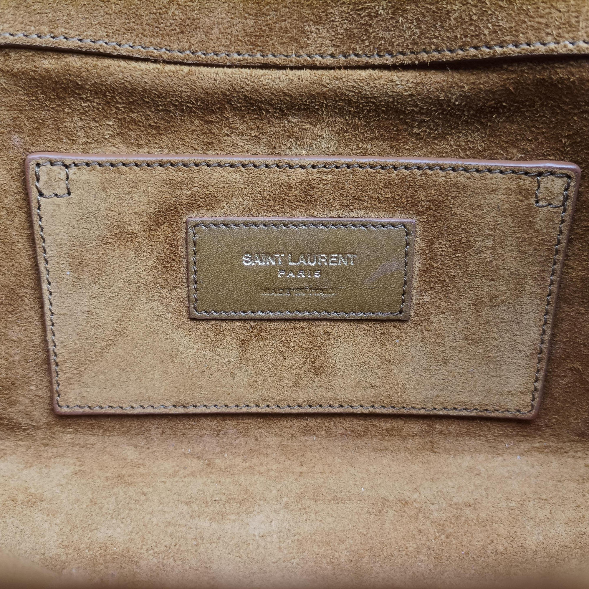 Pre-owned Yves Saint Laurent MONOGRAM fringe Brown suede 381668 shoulderbag | stylenewstar