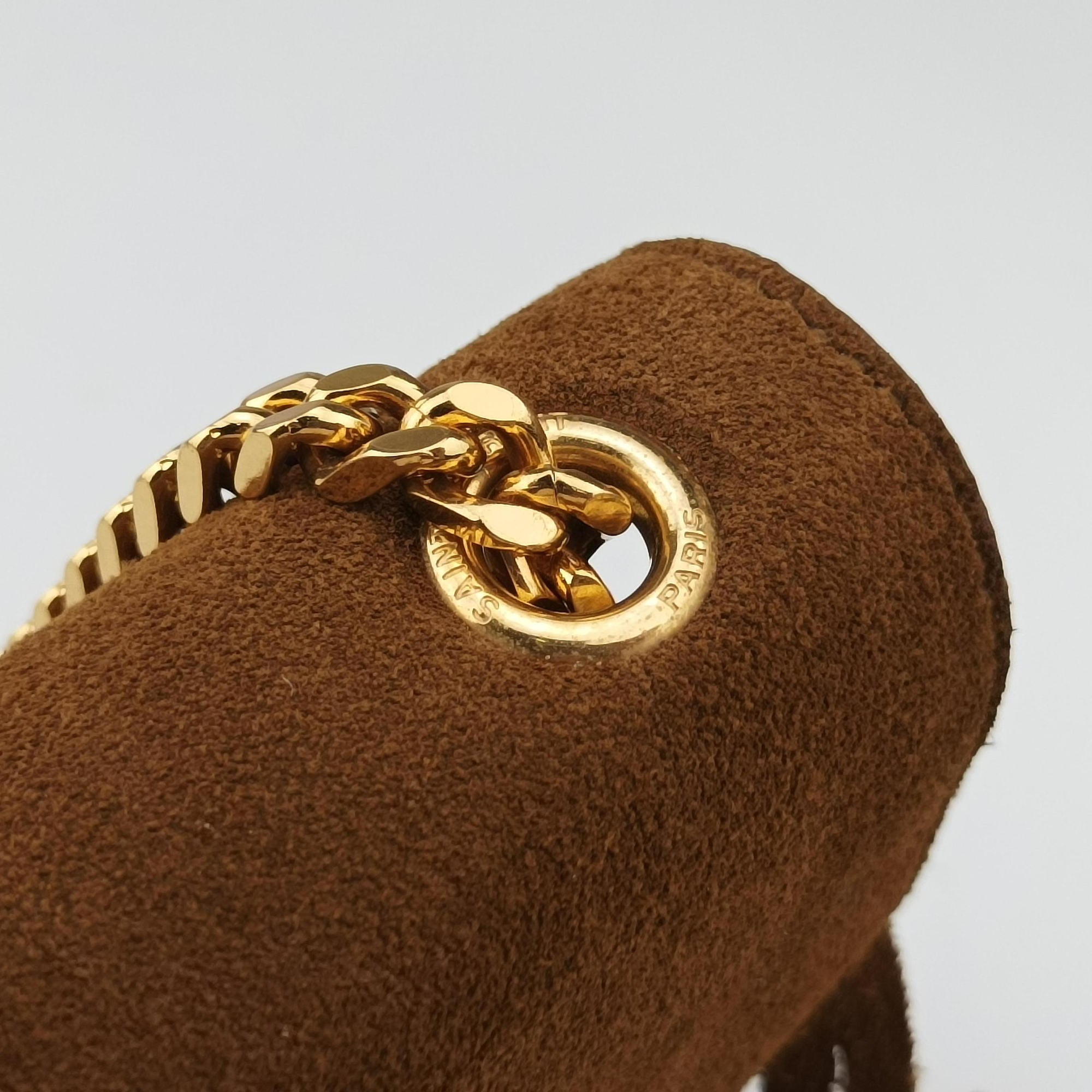Pre-owned Yves Saint Laurent MONOGRAM fringe Brown suede 381668 shoulderbag | stylenewstar