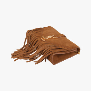 Pre-owned Yves Saint Laurent MONOGRAM fringe Brown suede 381668 shoulderbag | stylenewstar