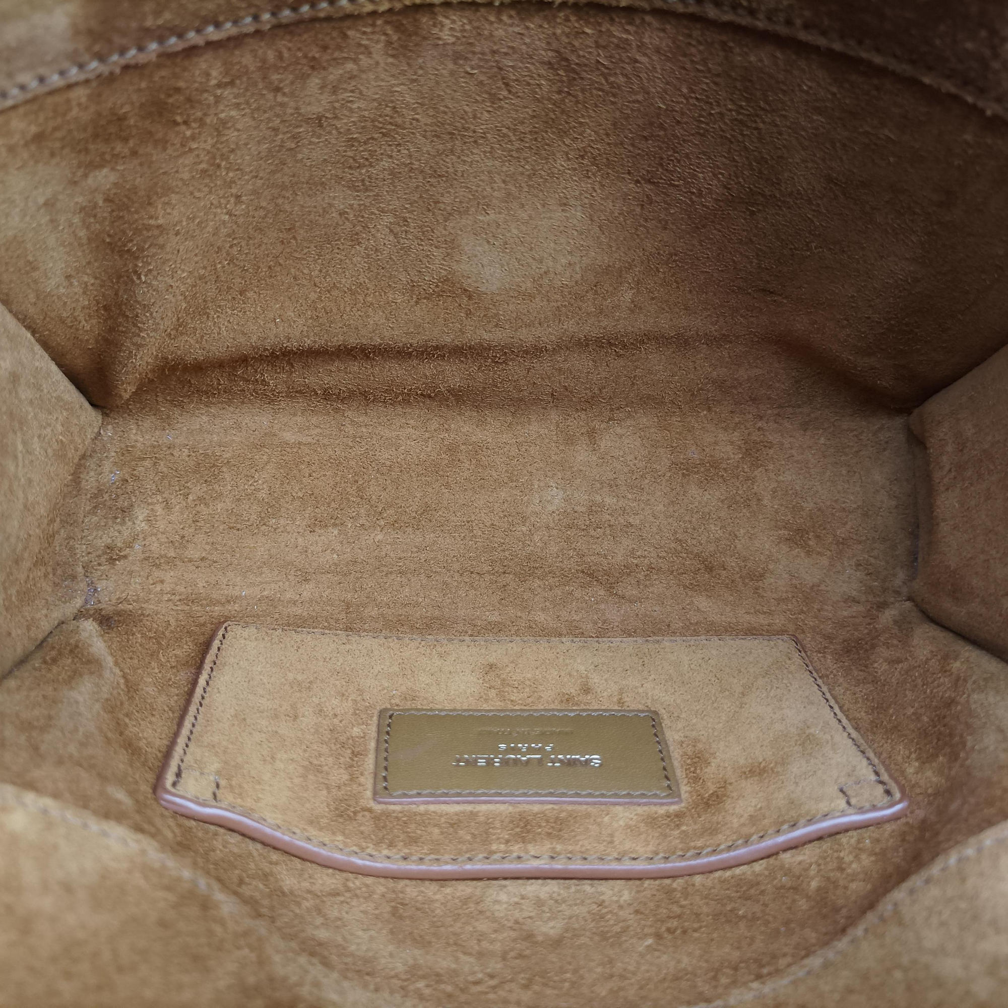Pre-owned Yves Saint Laurent MONOGRAM fringe Brown suede 381668 shoulderbag | stylenewstar