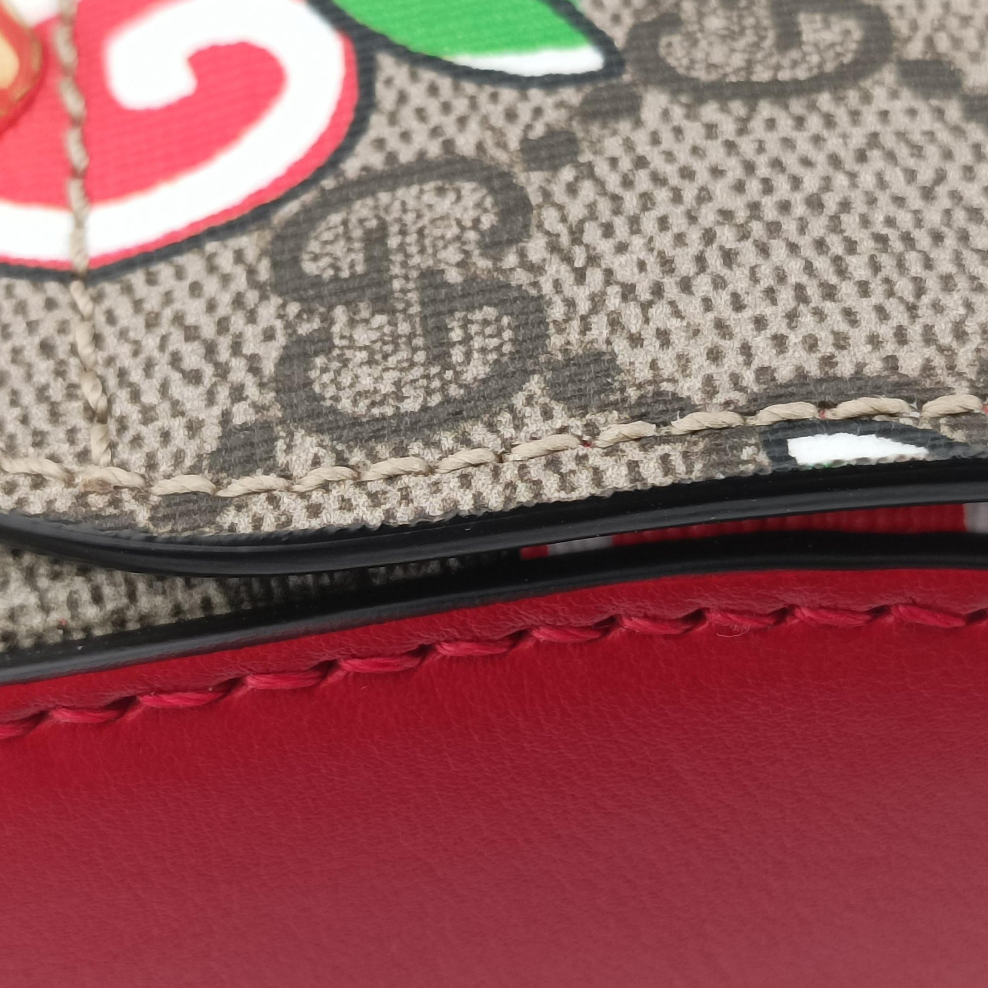 Pre-owned Gucci GG flora Padlock Bamboo beige×red×multi PVC coated canvas×Leather 603221 shoulderbag | stylenewstar