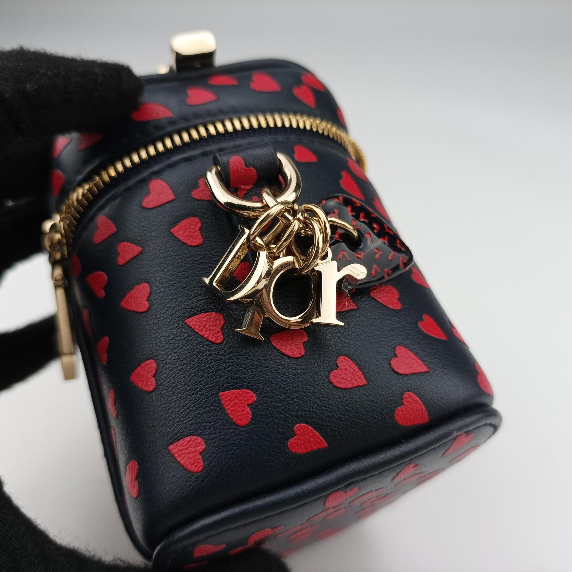 Pre-owned Christian Dior Micro Lady Dior Vanity Case Black×red Leather  shoulderbag | stylenewstar