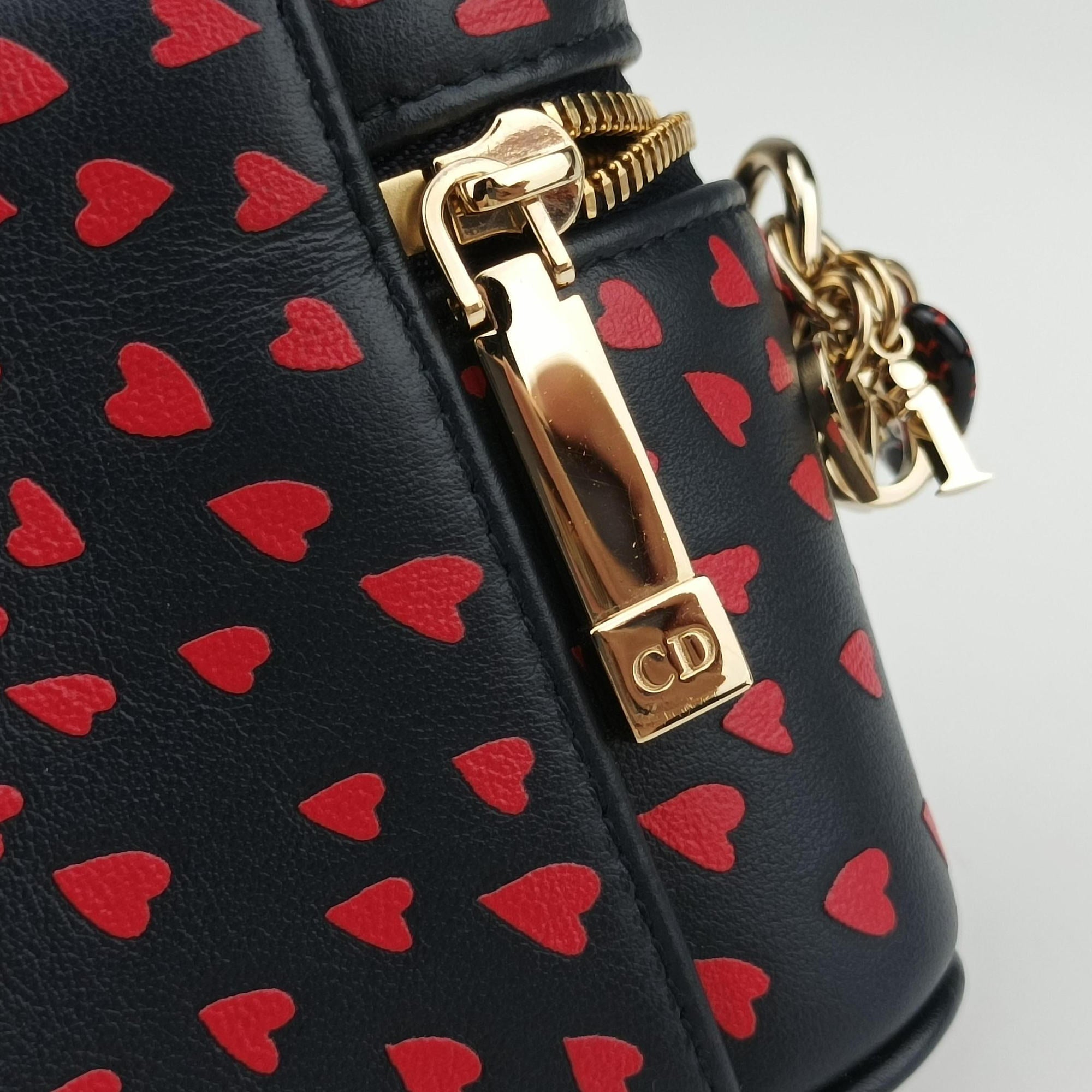 Pre-owned Christian Dior Micro Lady Dior Vanity Case Black×red Leather  shoulderbag | stylenewstar