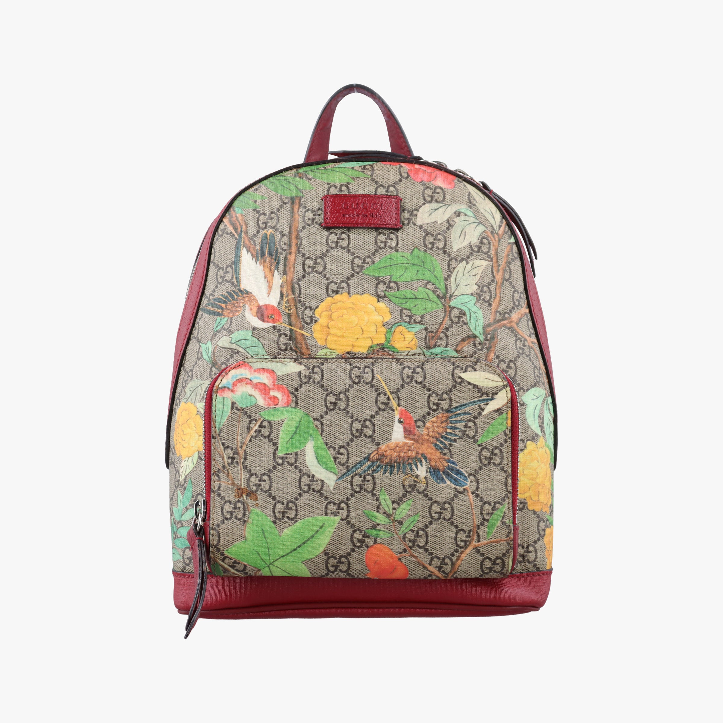 Pre-owned Gucci GG Supreme Tian Beige × Red × Multi PVC coated canvas×Leather 427042 backpack/rucksack | stylenewstar