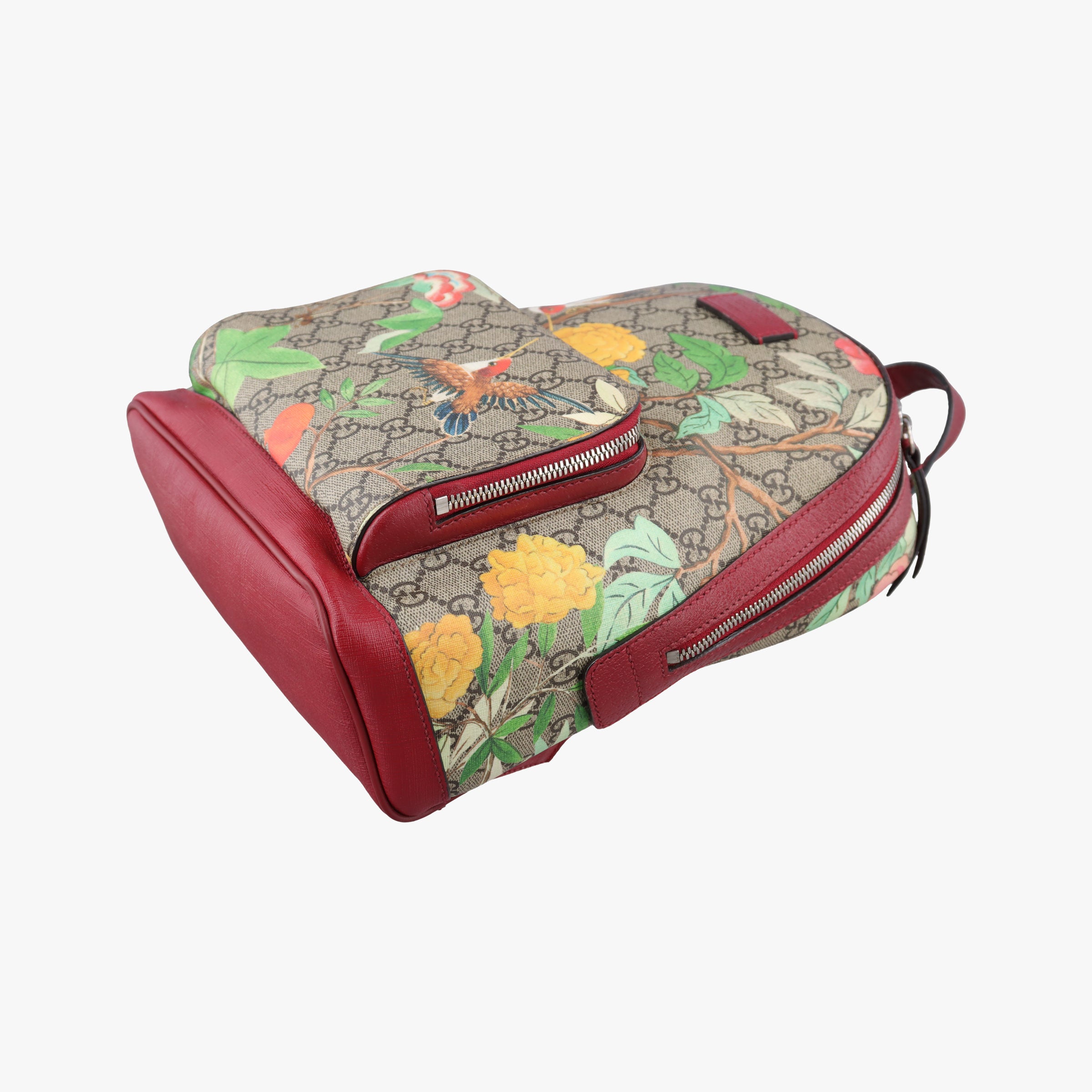 Pre-owned Gucci GG Supreme Tian Beige × Red × Multi PVC coated canvas×Leather 427042 backpack/rucksack | stylenewstar