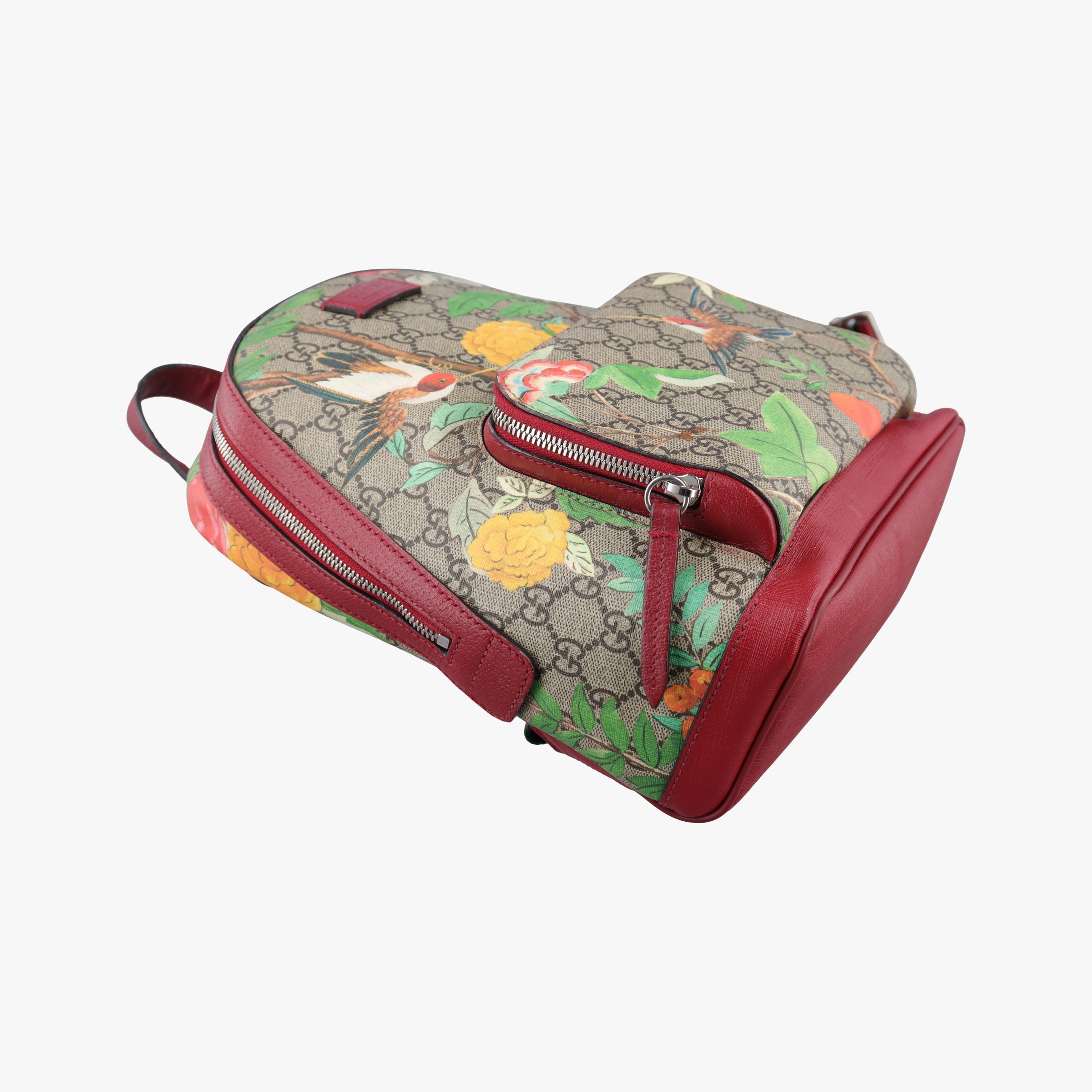 Pre-owned Gucci GG Supreme Tian Beige × Red × Multi PVC coated canvas×Leather 427042 backpack/rucksack | stylenewstar