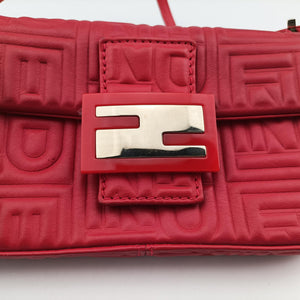 Pre-owned Fendi BAGUETTE Red Leather 8BK060 handbag | stylenewstar