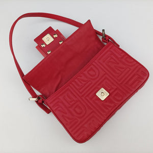 Pre-owned Fendi BAGUETTE Red Leather 8BK060 handbag | stylenewstar