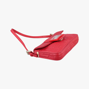 Pre-owned Fendi BAGUETTE Red Leather 8BK060 handbag | stylenewstar