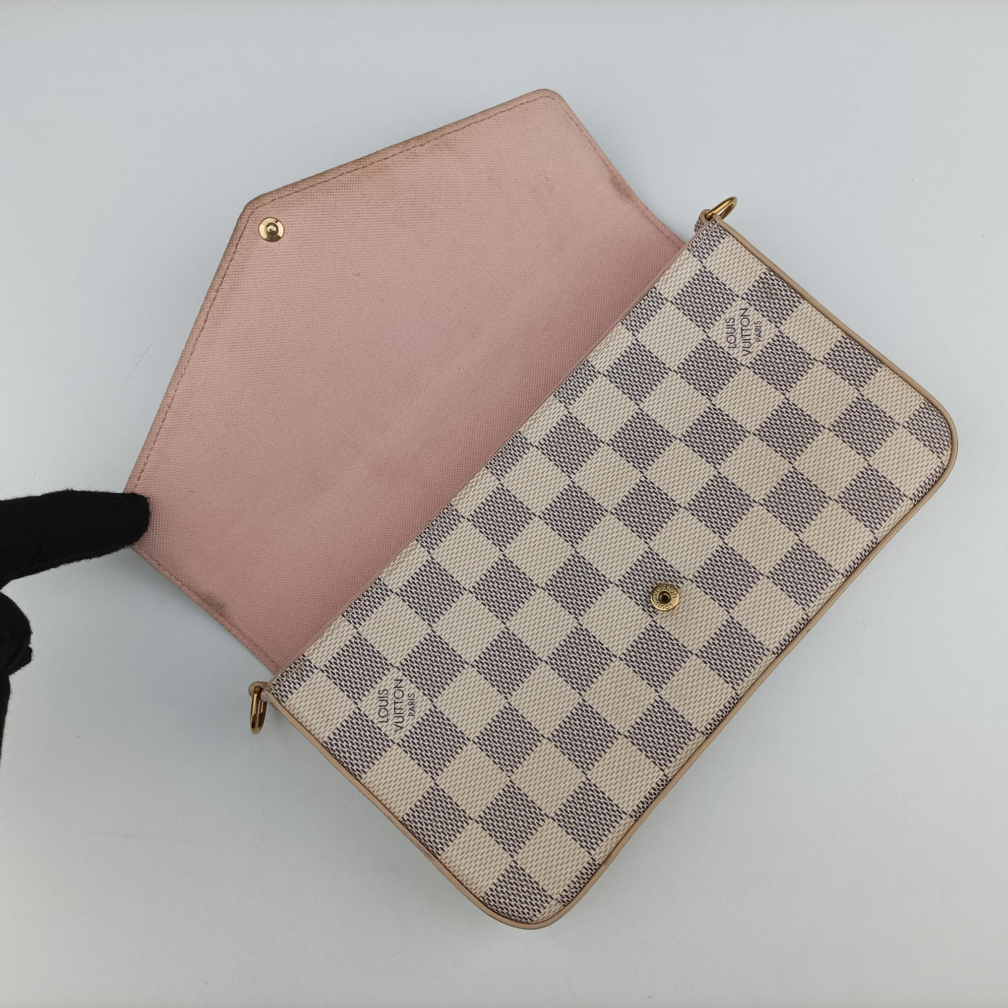 Pre-owned Louis Vuitton Pochette FeLICIE AZUR Damier Canvas N63106 shoulderbag | stylenewstar