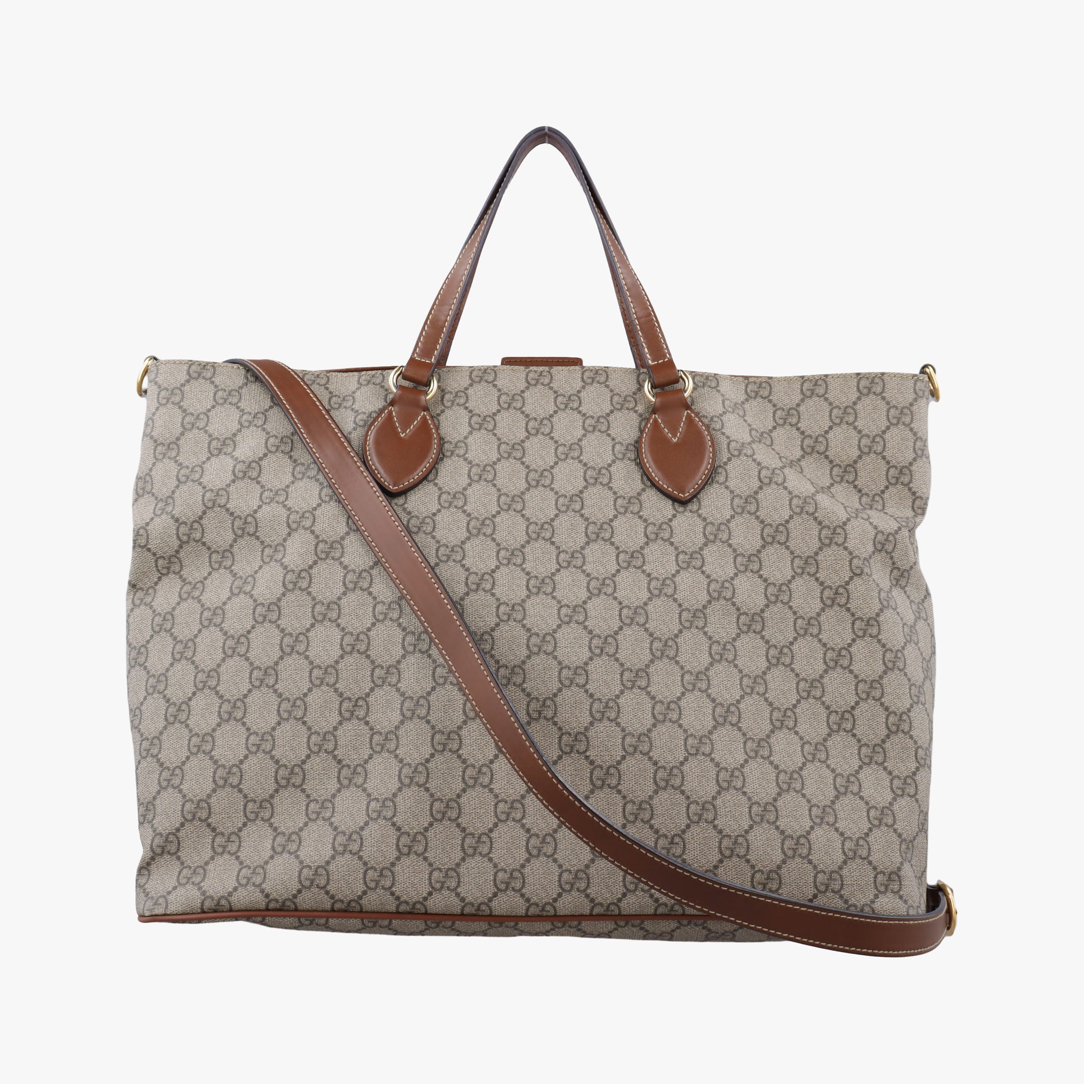 Pre-owned Gucci GG Supreme Brown × Beige PVC coated canvas×Leather 453705 shoulderbag | stylenewstar