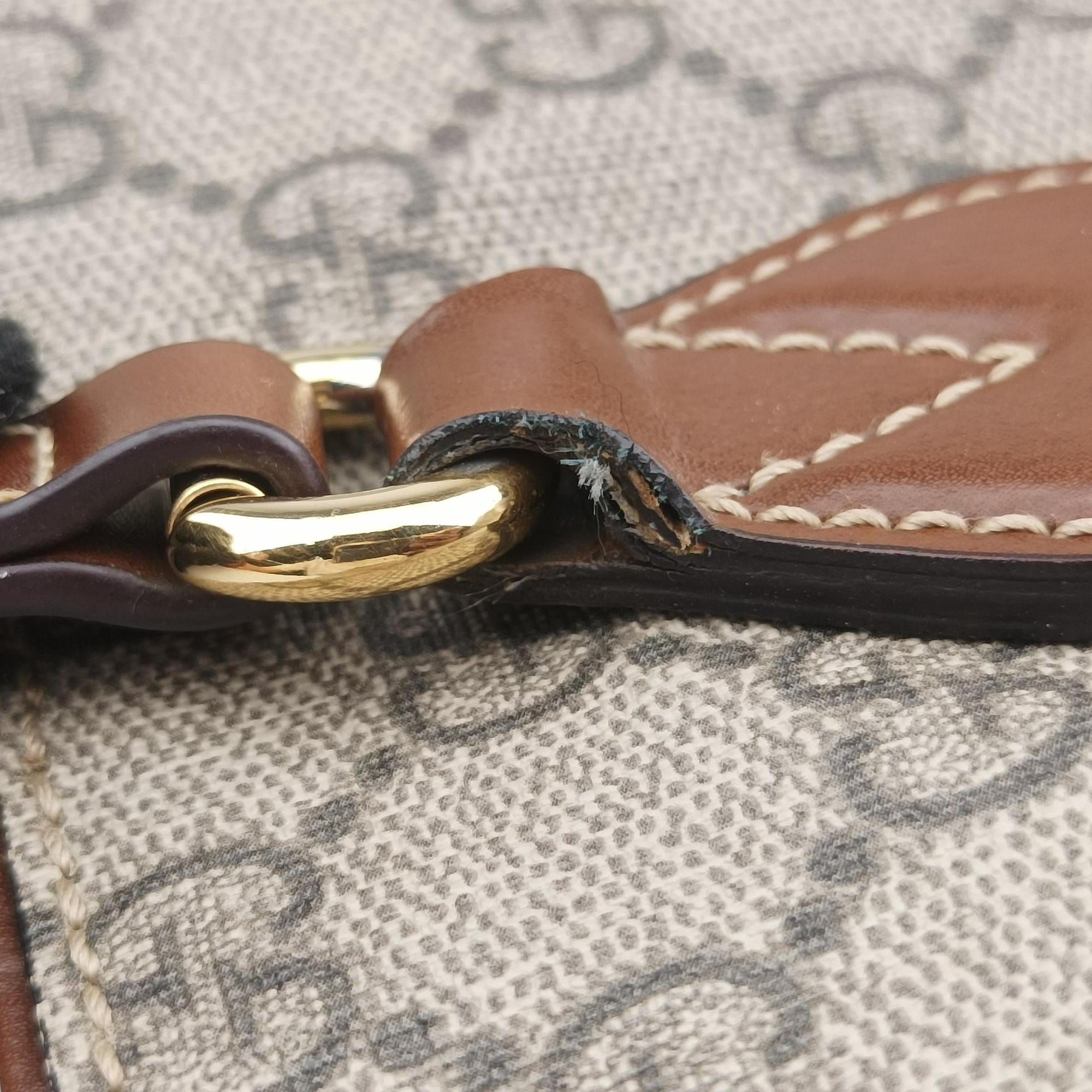 Pre-owned Gucci GG Supreme Brown × Beige PVC coated canvas×Leather 453705 shoulderbag | stylenewstar