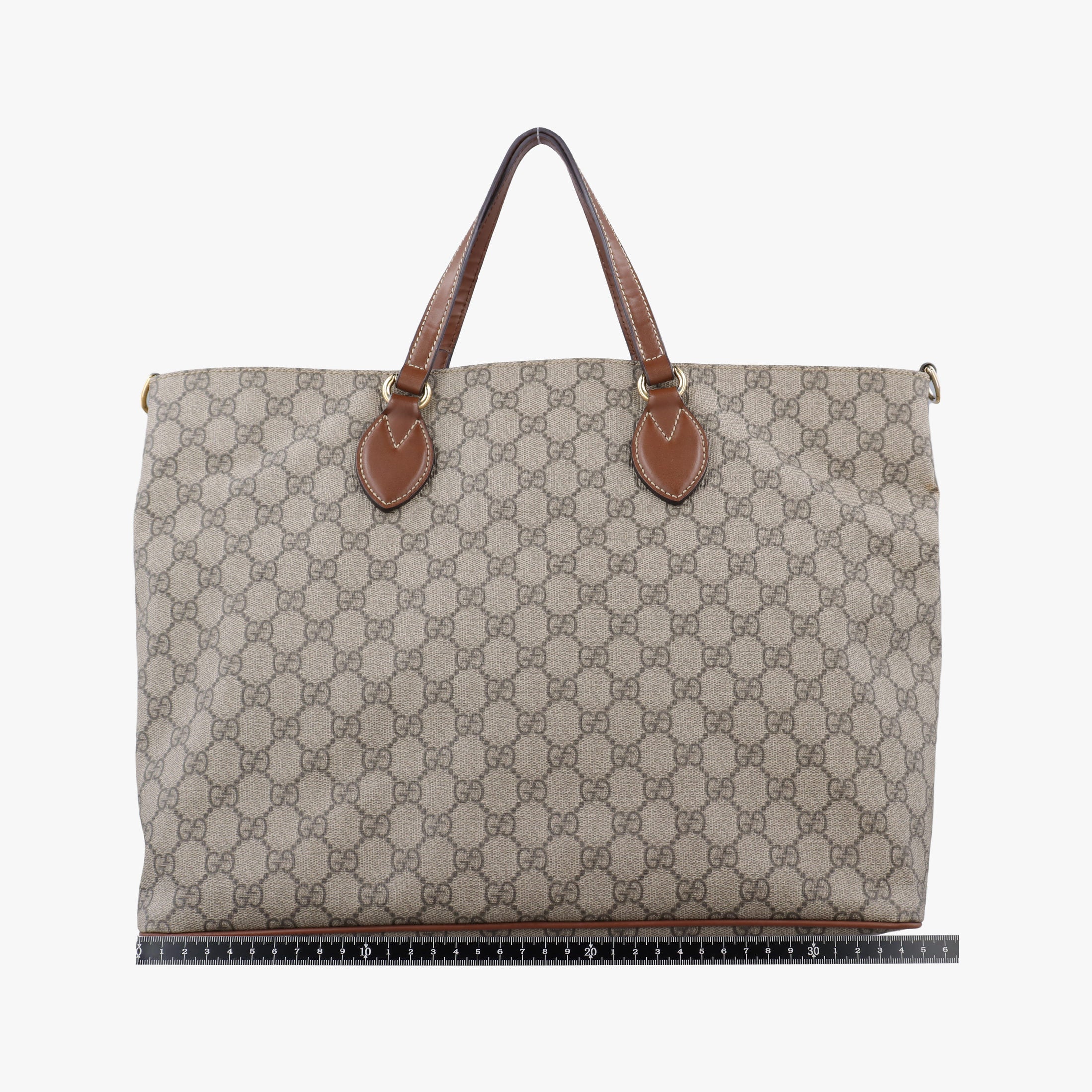 Pre-owned Gucci GG Supreme Brown × Beige PVC coated canvas×Leather 453705 shoulderbag | stylenewstar