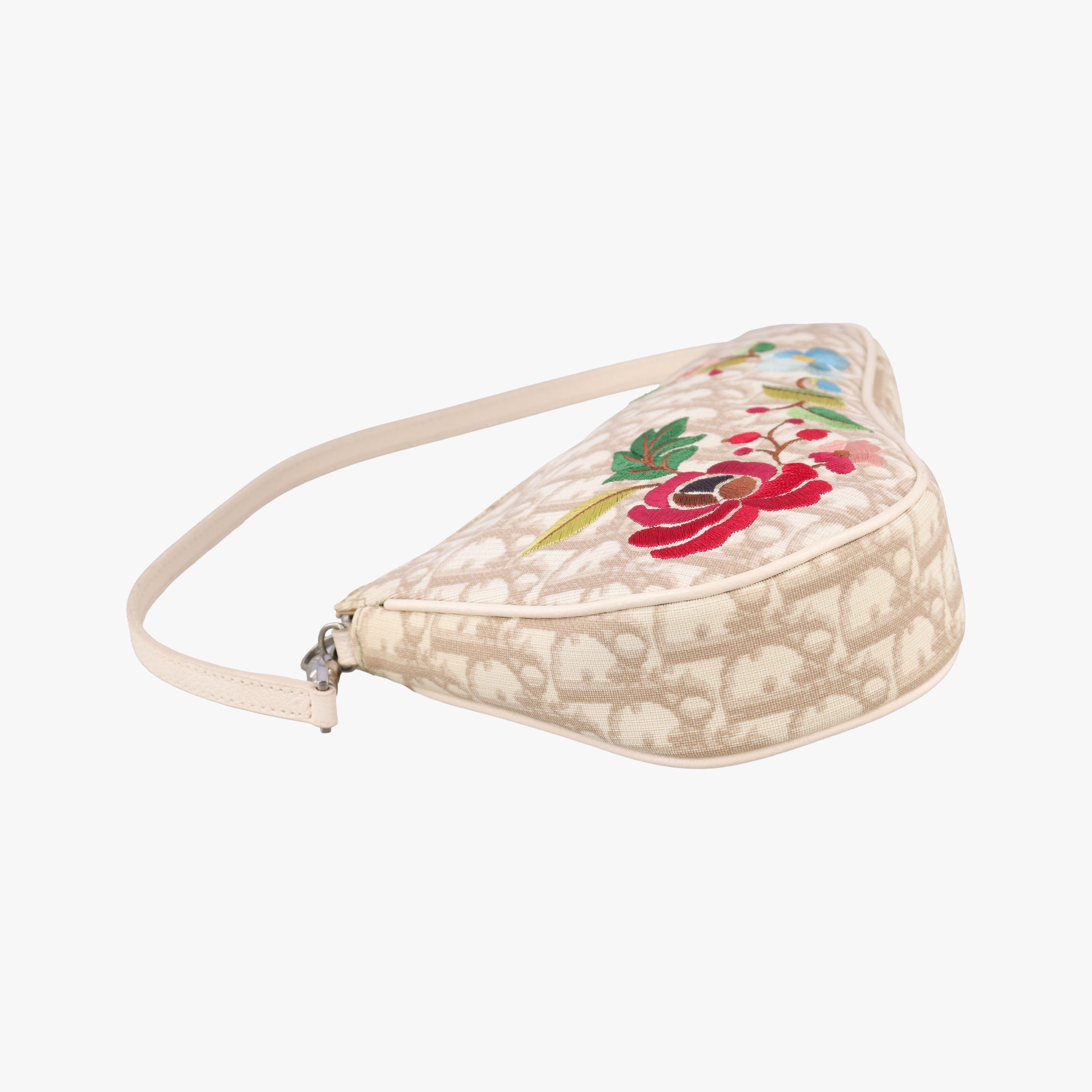 Pre-owned Christian Dior Saddle Beige PVC Coated Canvas Floral Embroidery  shoulderbag | stylenewstar