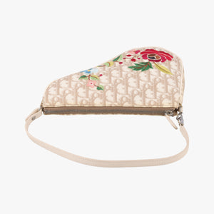 Pre-owned Christian Dior Saddle Beige PVC Coated Canvas Floral Embroidery  shoulderbag | stylenewstar