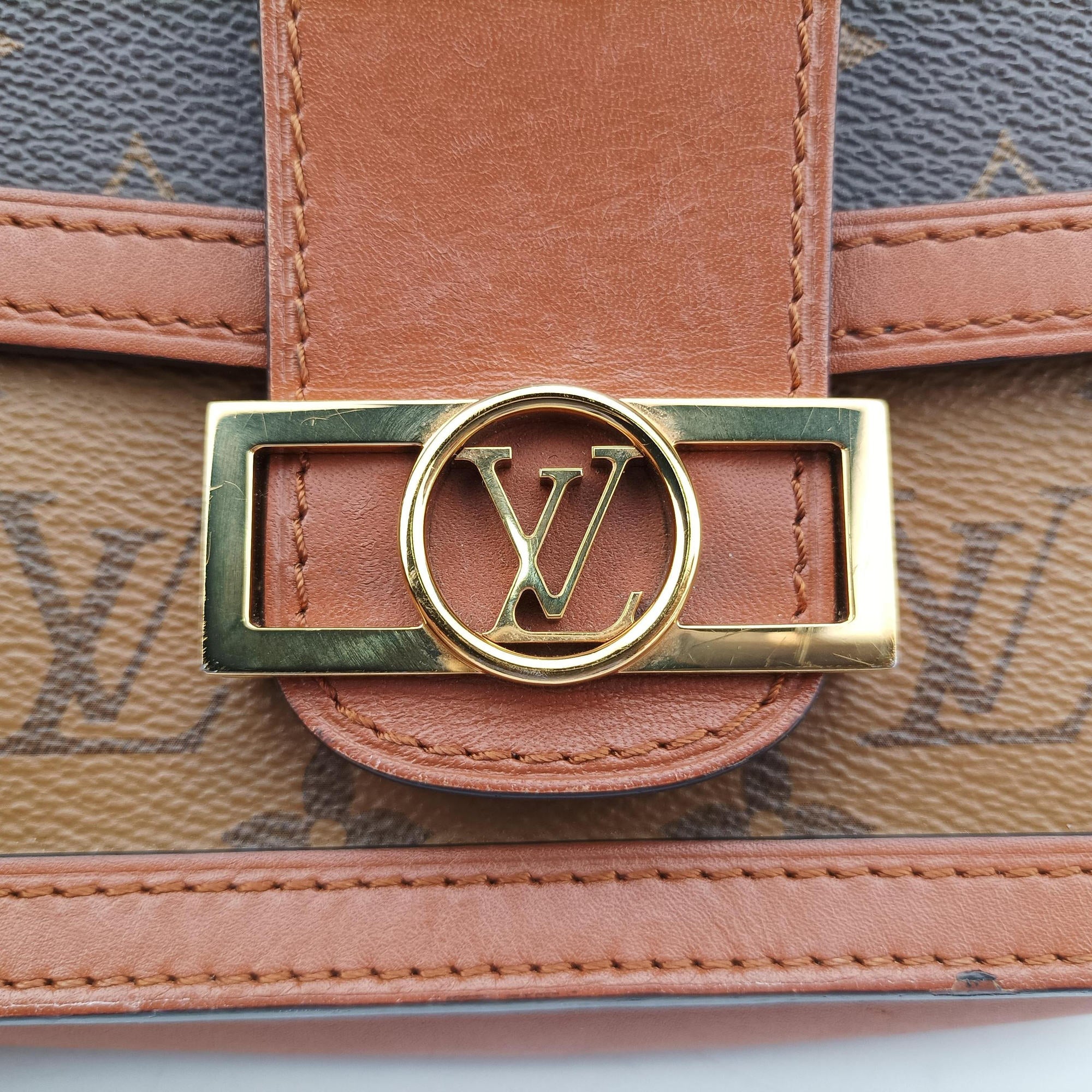 Pre-owned Louis Vuitton DAUPHINE brown monogram reverse M44586 bum bag/waist bag | stylenewstar