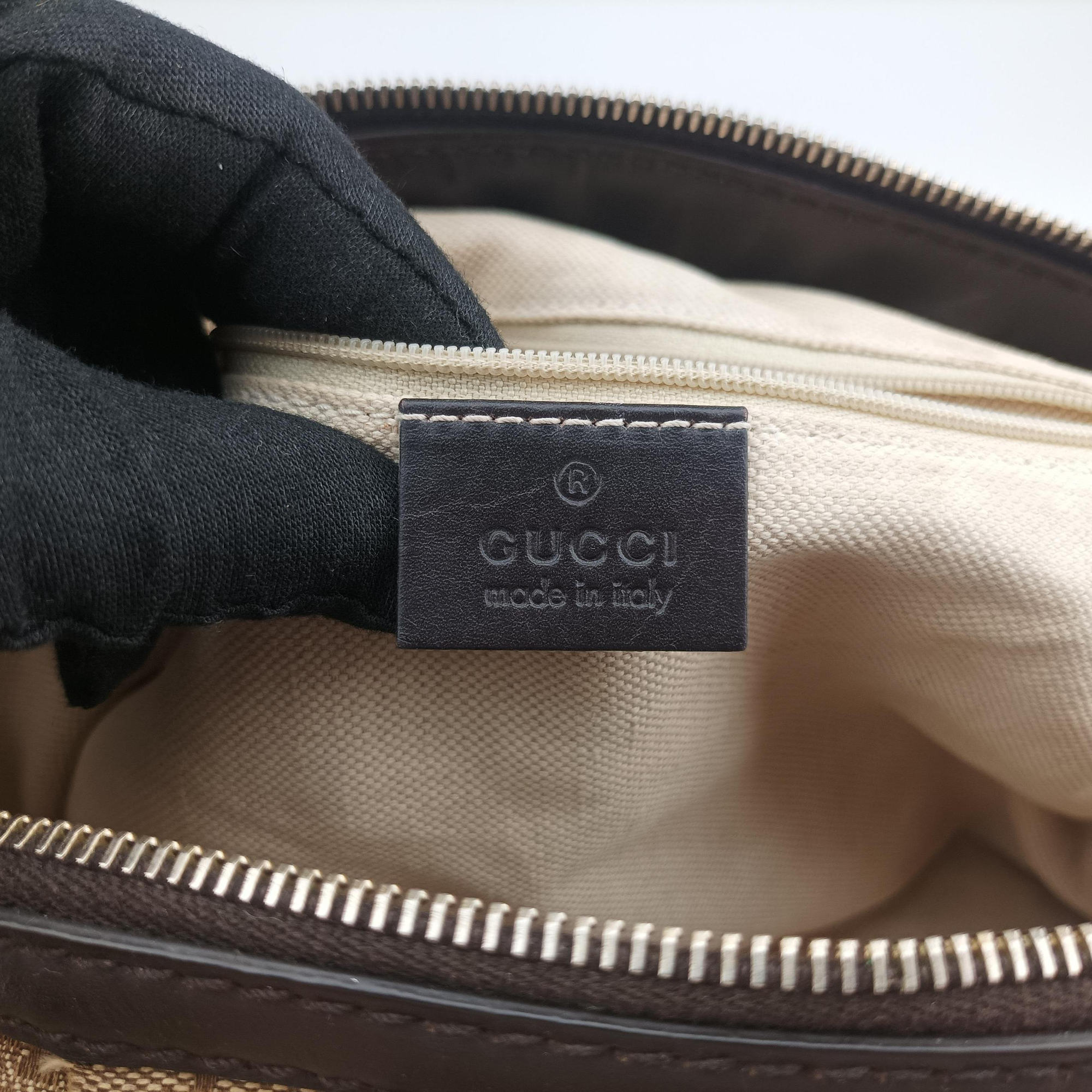 Pre-owned Gucci Sukey Beige × Dark Brown canvas×leather 247902 handbag | stylenewstar