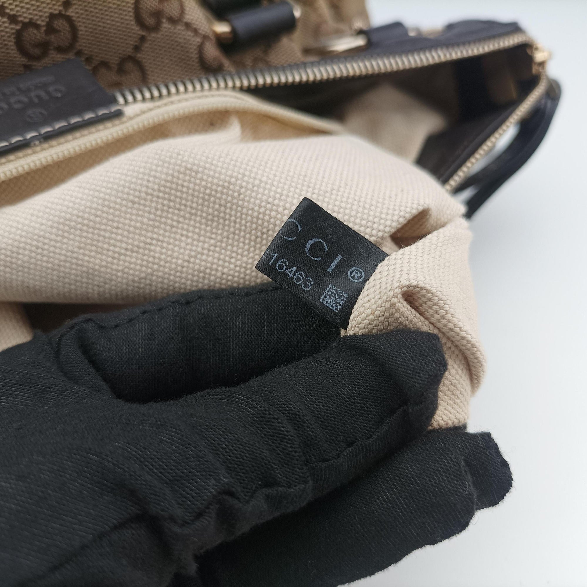 Pre-owned Gucci Sukey Beige × Dark Brown canvas×leather 247902 handbag | stylenewstar