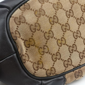Pre-owned Gucci Sukey Beige × Dark Brown canvas×leather 247902 handbag | stylenewstar