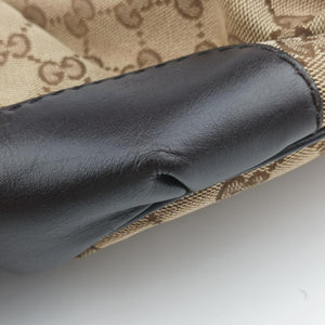 Pre-owned Gucci Sukey Beige × Dark Brown canvas×leather 247902 handbag | stylenewstar