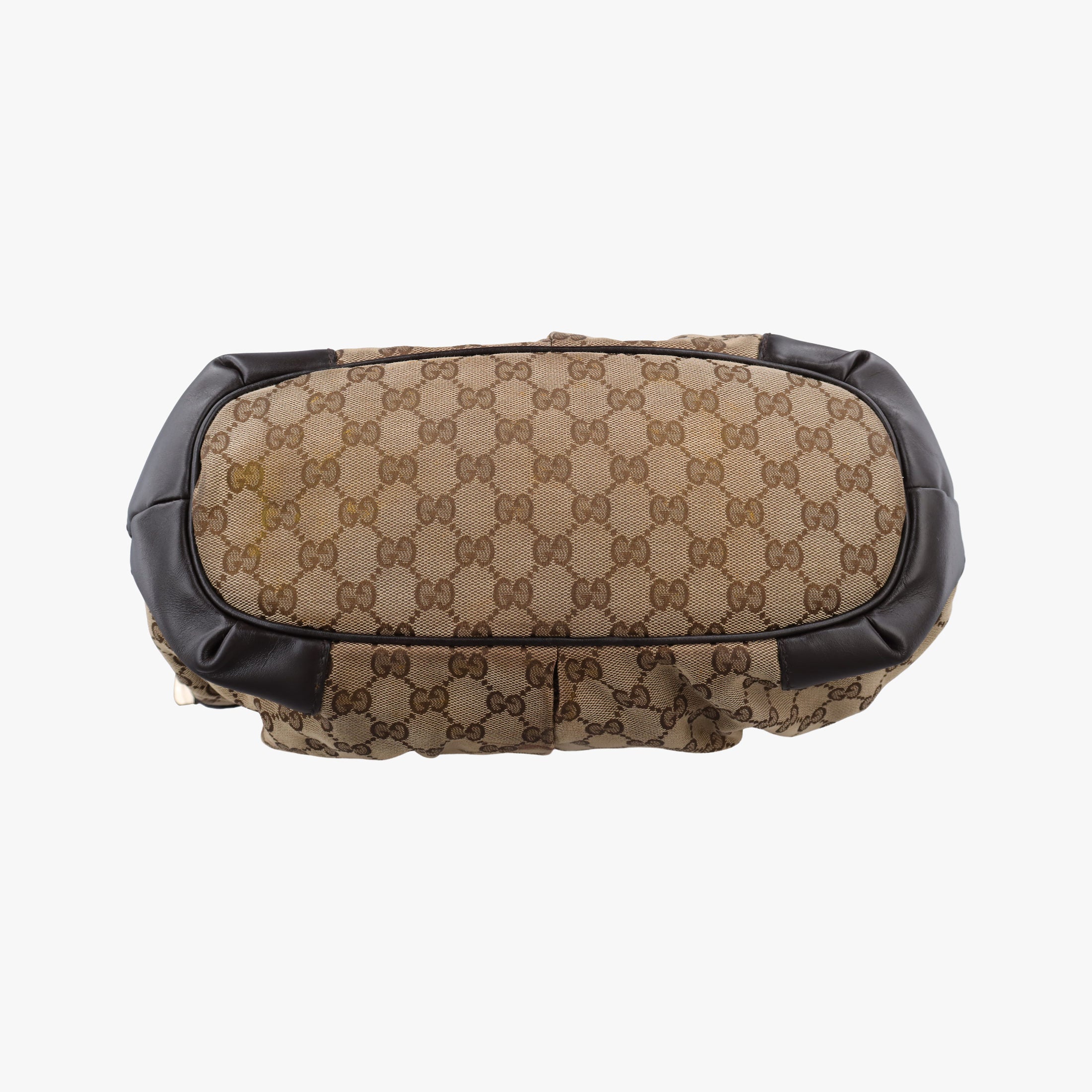 Pre-owned Gucci Sukey Beige × Dark Brown canvas×leather 247902 handbag | stylenewstar