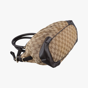 Pre-owned Gucci Sukey Beige × Dark Brown canvas×leather 247902 handbag | stylenewstar