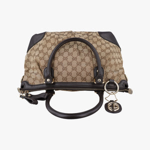 Pre-owned Gucci Sukey Beige × Dark Brown canvas×leather 247902 handbag | stylenewstar