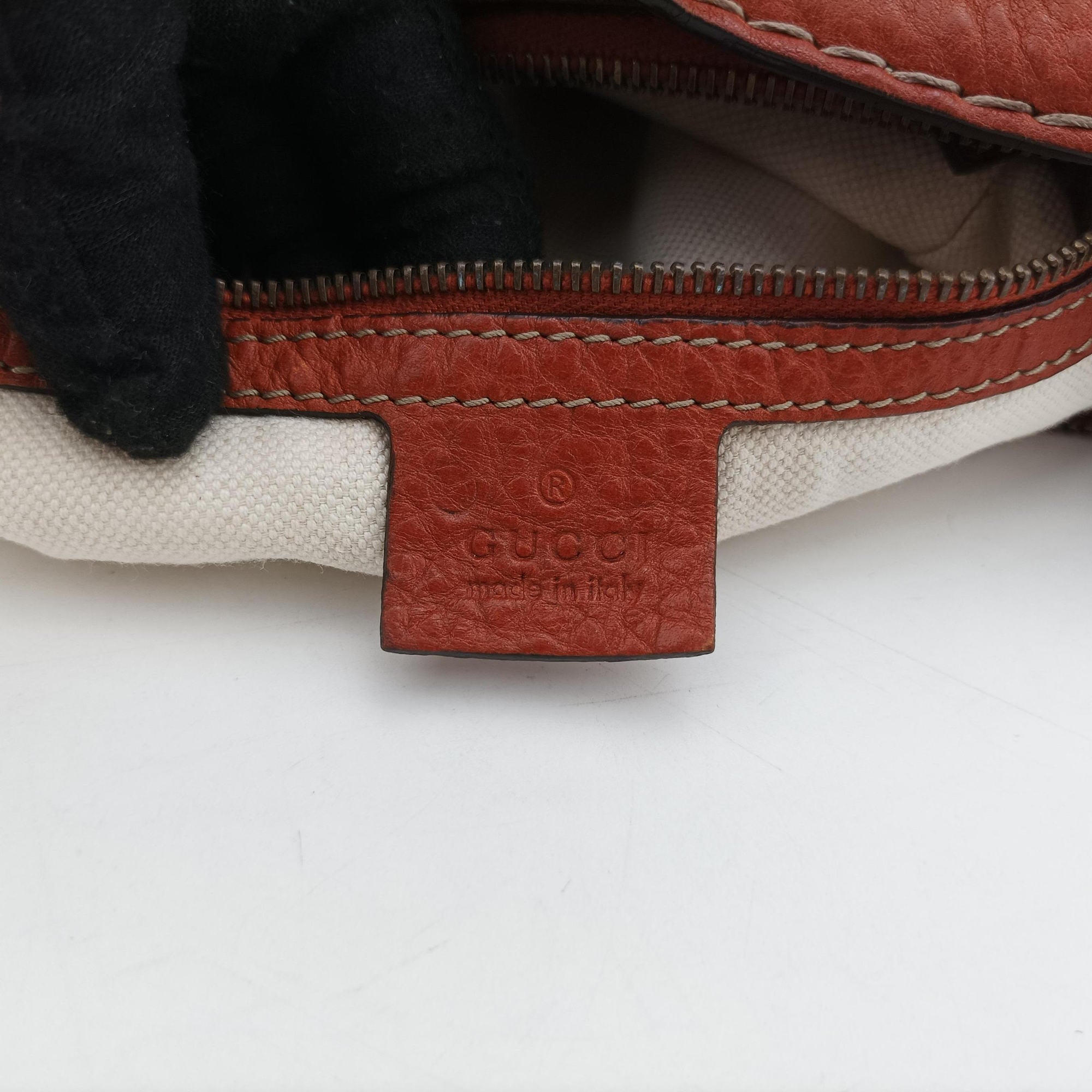 Pre-owned Gucci GG Running Beige×orange canvas×leather 247185 shoulderbag | stylenewstar