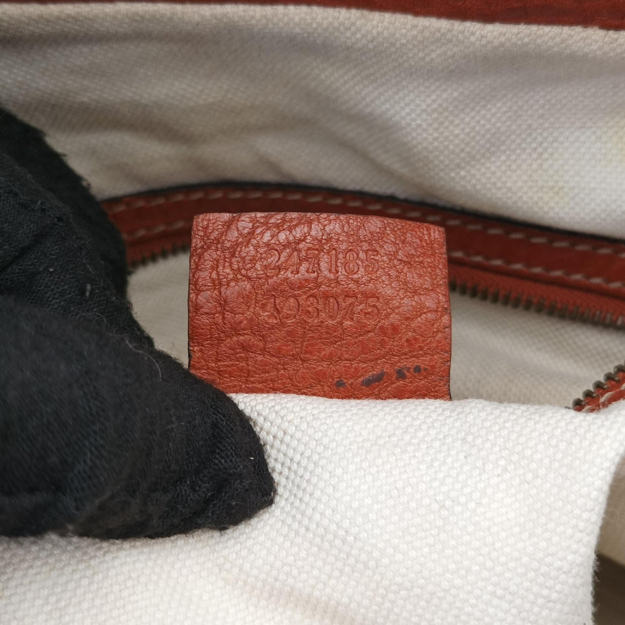 Pre-owned Gucci GG Running Beige×orange canvas×leather 247185 shoulderbag | stylenewstar