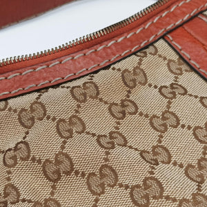 Pre-owned Gucci GG Running Beige×orange canvas×leather 247185 shoulderbag | stylenewstar
