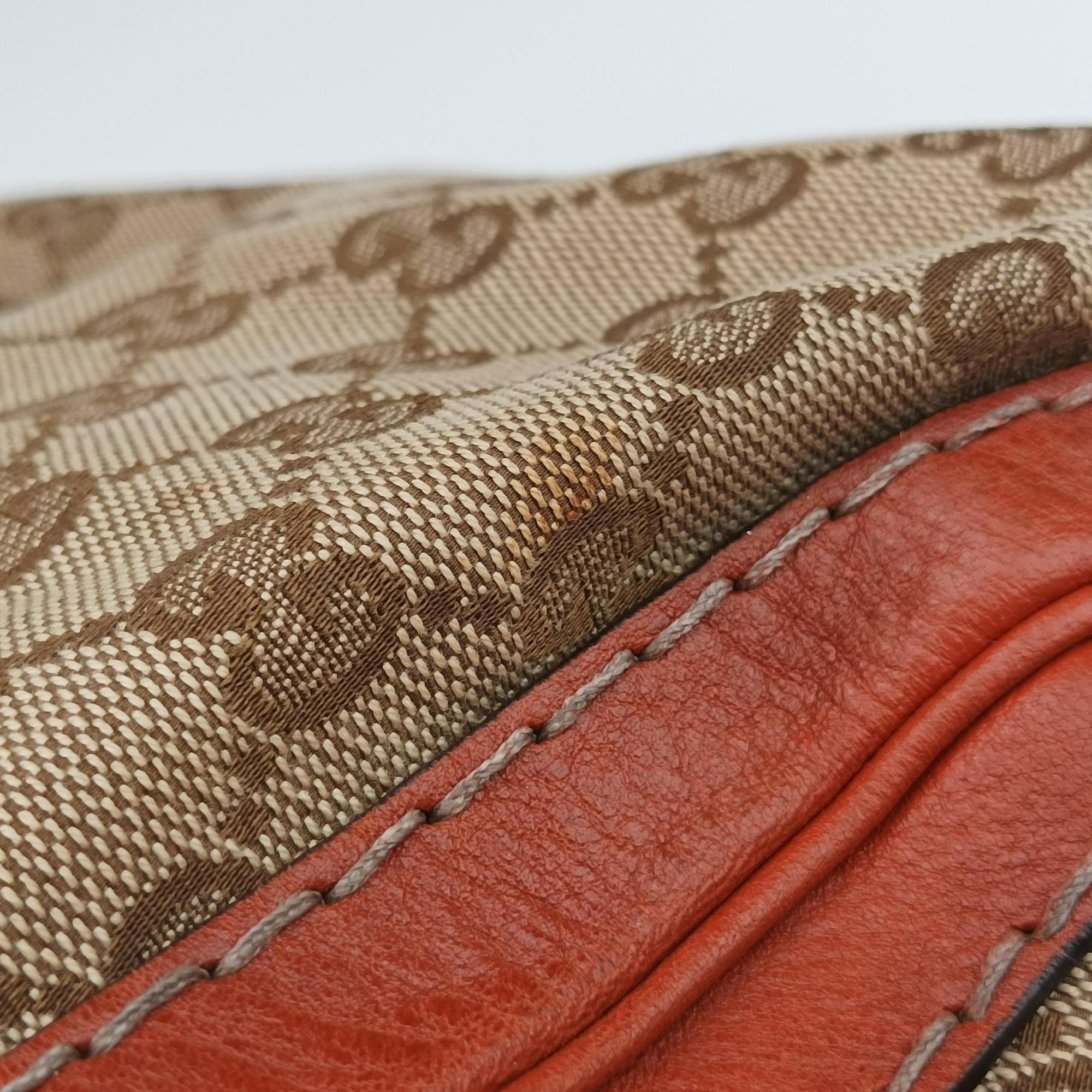 Pre-owned Gucci GG Running Beige×orange canvas×leather 247185 shoulderbag | stylenewstar