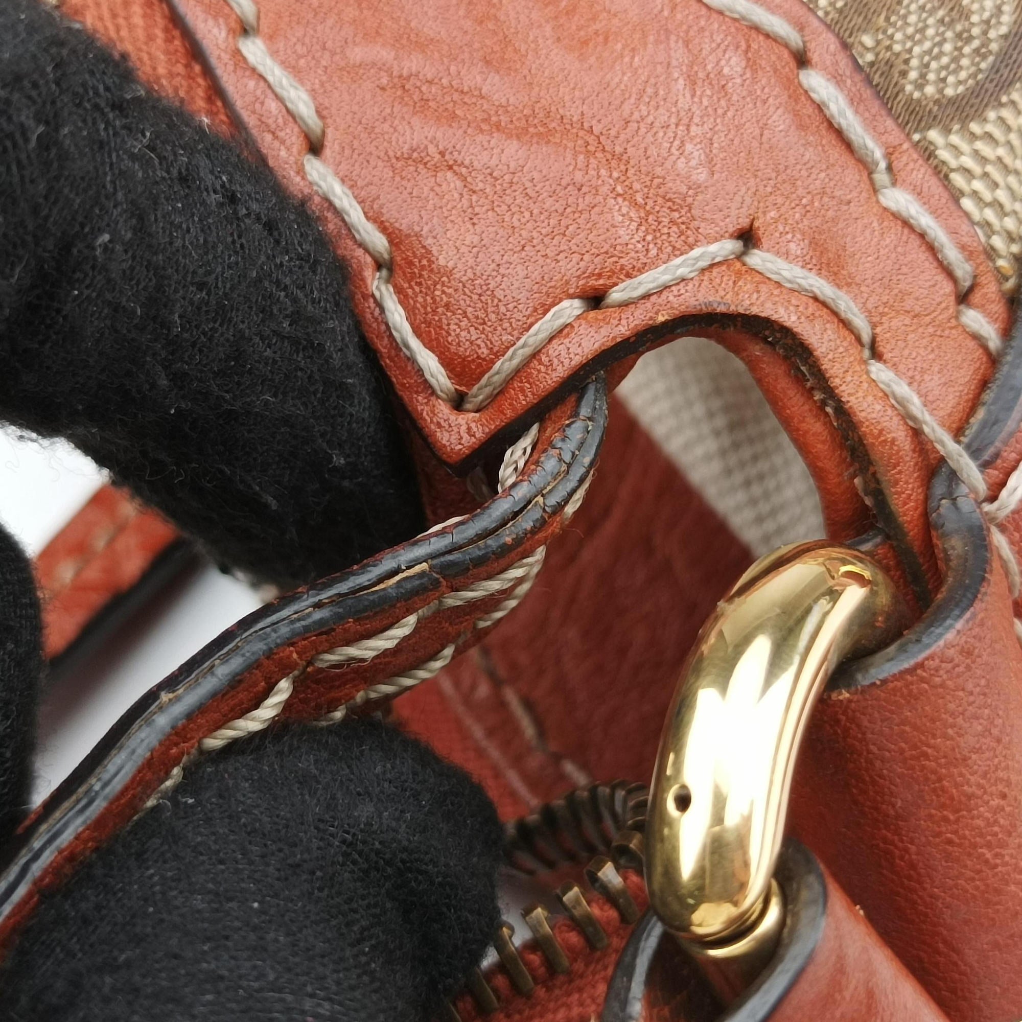 Pre-owned Gucci GG Running Beige×orange canvas×leather 247185 shoulderbag | stylenewstar