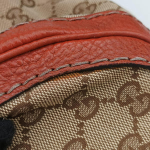 Pre-owned Gucci GG Running Beige×orange canvas×leather 247185 shoulderbag | stylenewstar