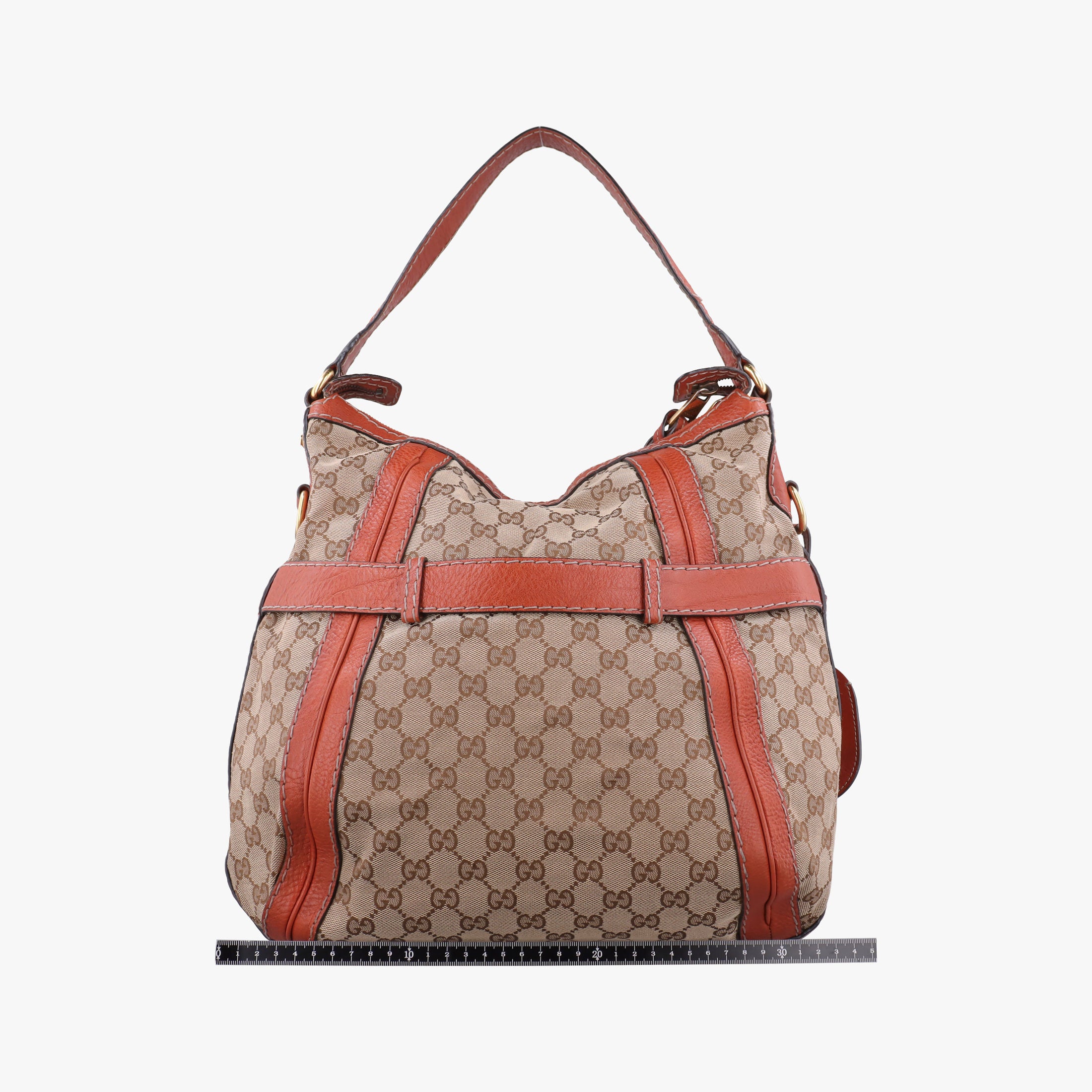 Pre-owned Gucci GG Running Beige×orange canvas×leather 247185 shoulderbag | stylenewstar