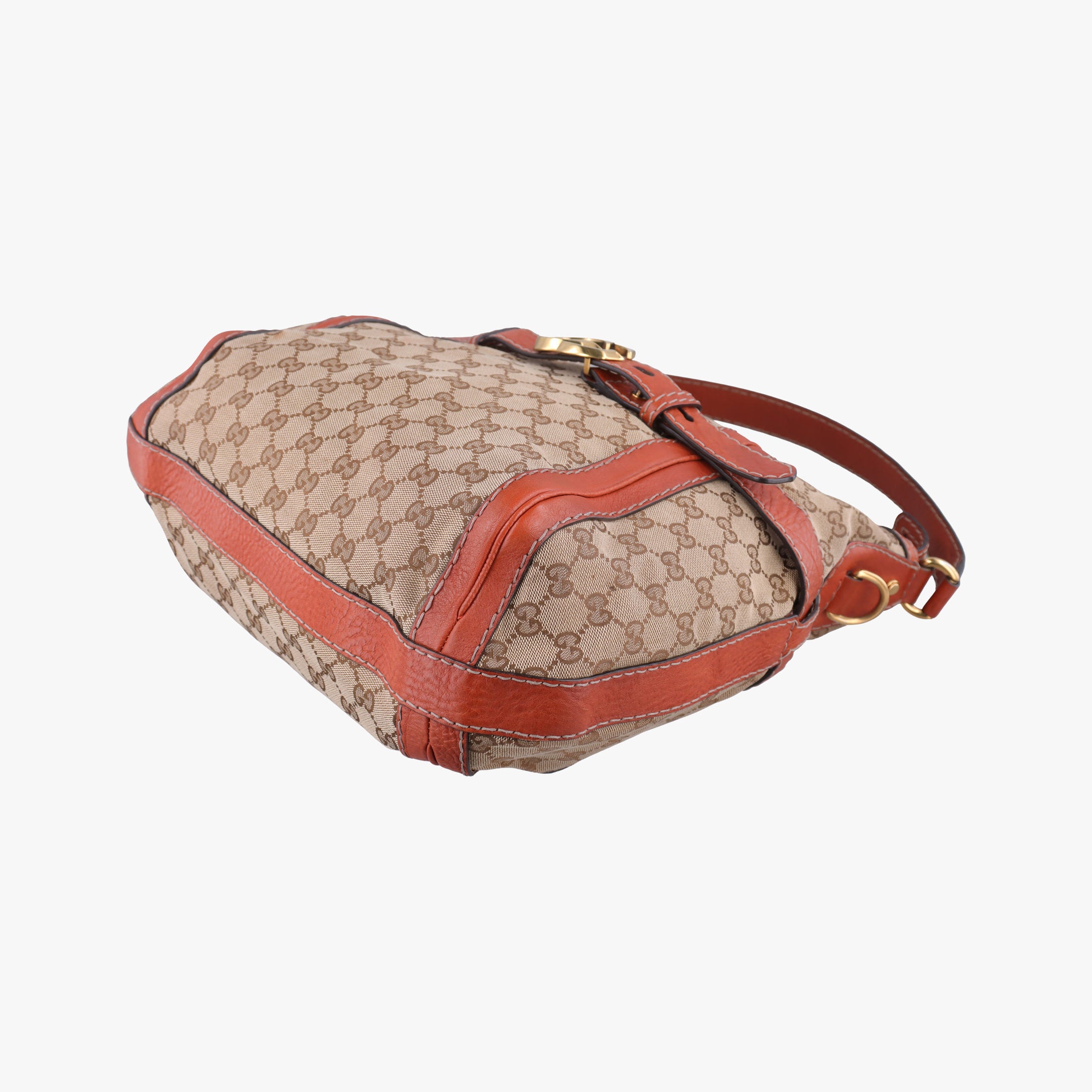 Pre-owned Gucci GG Running Beige×orange canvas×leather 247185 shoulderbag | stylenewstar